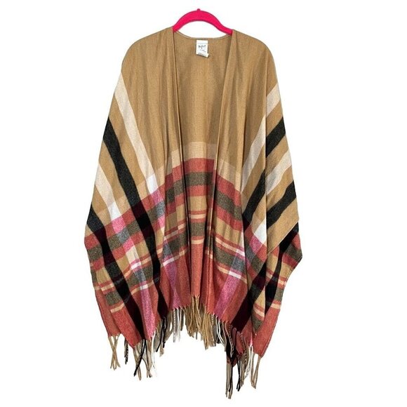 Woolrich Sweater Women OS Tan Poncho Striped Western Blanket Wrap Boho Retro 80s - Picture 1 of 11